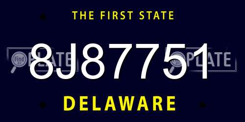 8J87751 Delaware License Plate