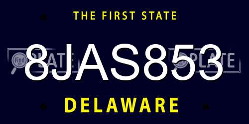 8JAS853 Delaware License Plate