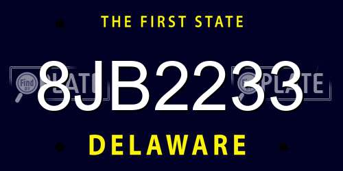 8JB2233 Delaware License Plate