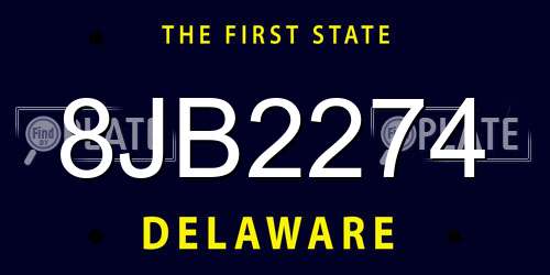 8JB2274 Delaware License Plate