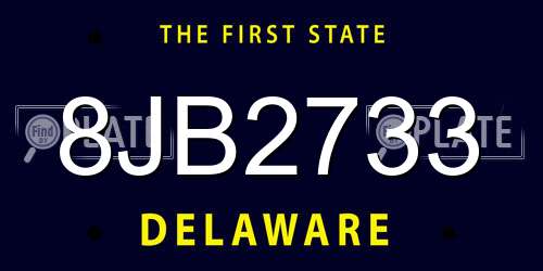 8JB2733 Delaware License Plate