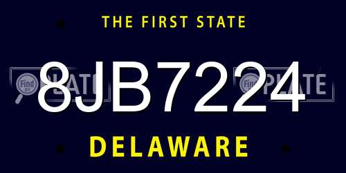 8JB7224 Delaware License Plate