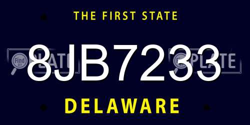 8JB7233 Delaware License Plate