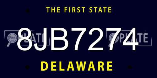 8JB7274 Delaware License Plate