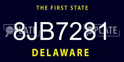 8JB7281 Delaware License Plate