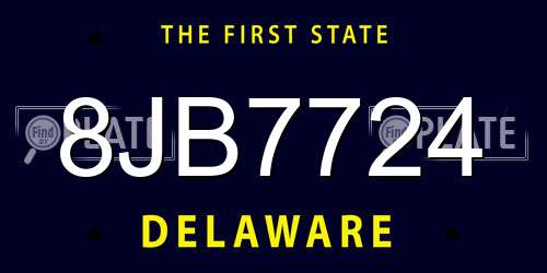 8JB7724 Delaware License Plate