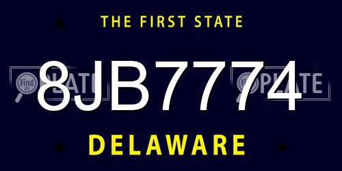 8JB7774 Delaware License Plate