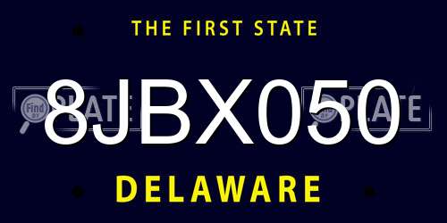 8JBX050 Delaware License Plate