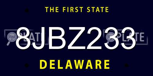 8JBZ233 Delaware License Plate
