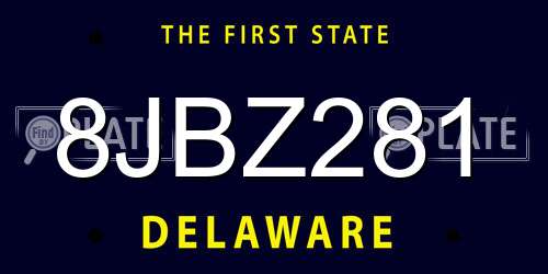 8JBZ281 Delaware License Plate