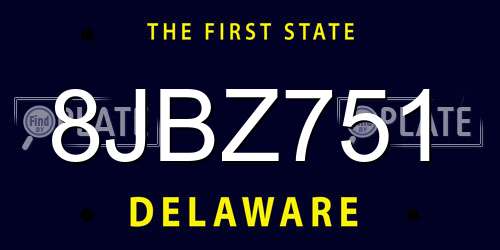 8JBZ751 Delaware License Plate