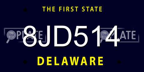 8JD514 Delaware License Plate