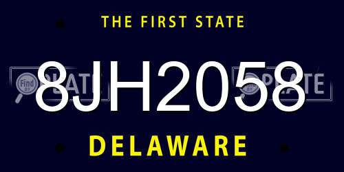 8JH2058 Delaware License Plate