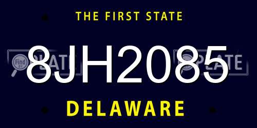 8JH2085 Delaware License Plate