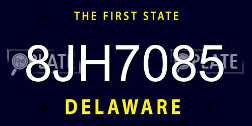 8JH7085 Delaware License Plate
