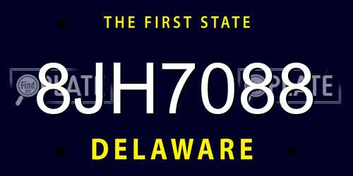 8JH7088 Delaware License Plate