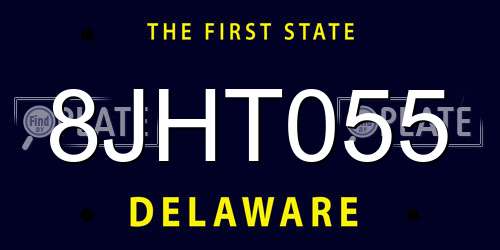 8JHT055 Delaware License Plate