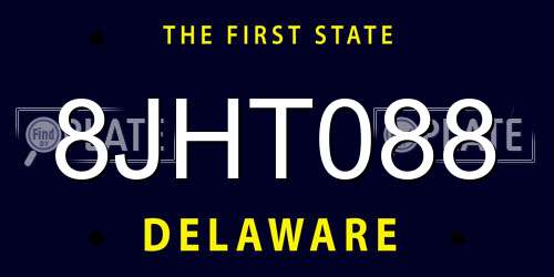 8JHT088 Delaware License Plate