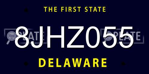 8JHZ055 Delaware License Plate