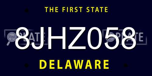 8JHZ058 Delaware License Plate