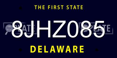 8JHZ085 Delaware License Plate