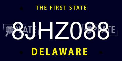 8JHZ088 Delaware License Plate