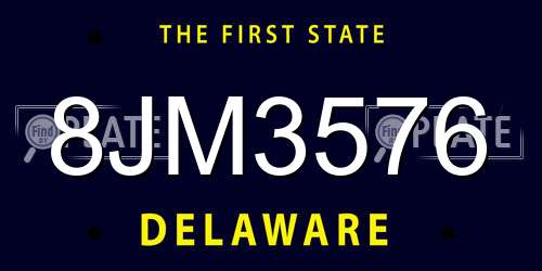 8JM3576 Delaware License Plate