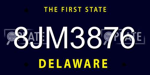 8JM3876 Delaware License Plate