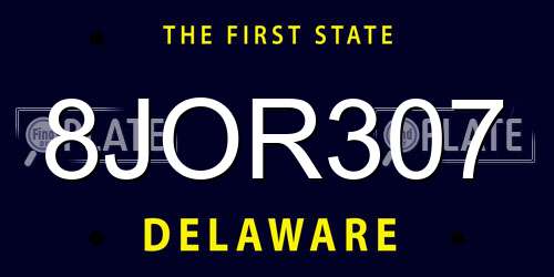 8JOR307 Delaware License Plate