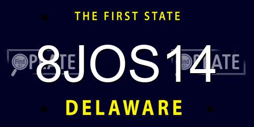 8JOS14 Delaware License Plate