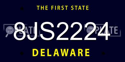 8JS2224 Delaware License Plate