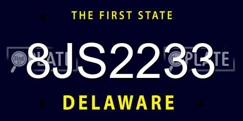 8JS2233 Delaware License Plate