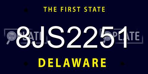 8JS2251 Delaware License Plate