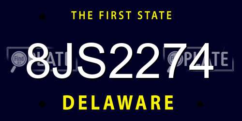 8JS2274 Delaware License Plate