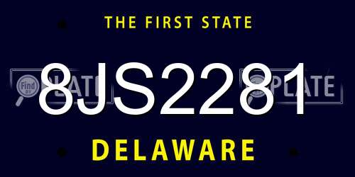 8JS2281 Delaware License Plate