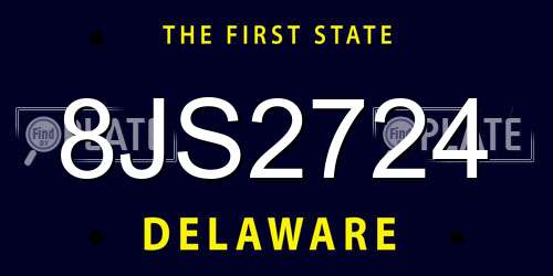 8JS2724 Delaware License Plate