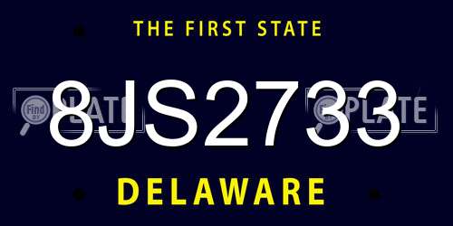 8JS2733 Delaware License Plate