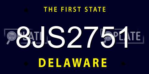 8JS2751 Delaware License Plate