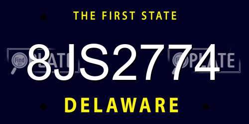 8JS2774 Delaware License Plate