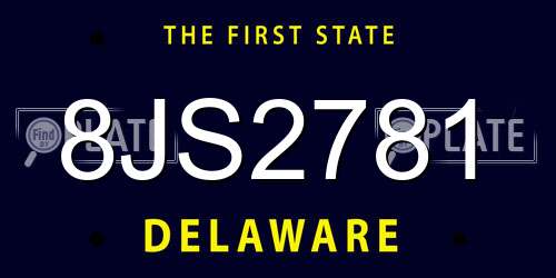 8JS2781 Delaware License Plate