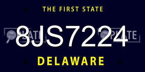 8JS7224 Delaware License Plate