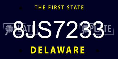 8JS7233 Delaware License Plate