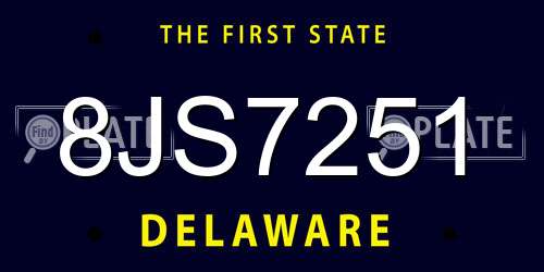 8JS7251 Delaware License Plate