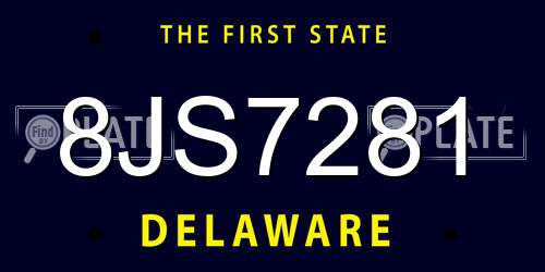 8JS7281 Delaware License Plate