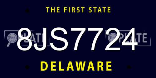 8JS7724 Delaware License Plate