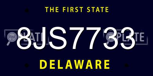 8JS7733 Delaware License Plate