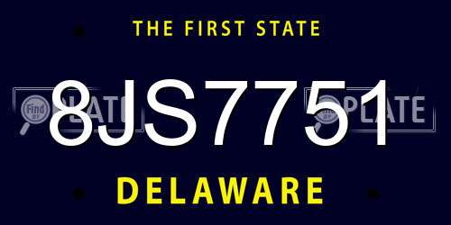 8JS7751 Delaware License Plate