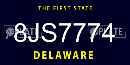 8JS7774 Delaware License Plate