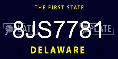 8JS7781 Delaware License Plate