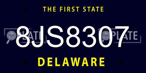 8JS8307 Delaware License Plate